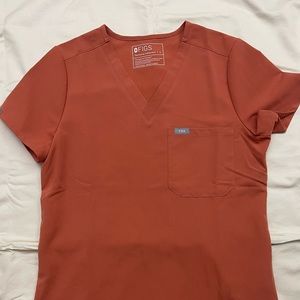 FIGS terracota Scrub set (Catarina Top/high waisted Petite skinny scrub pant)